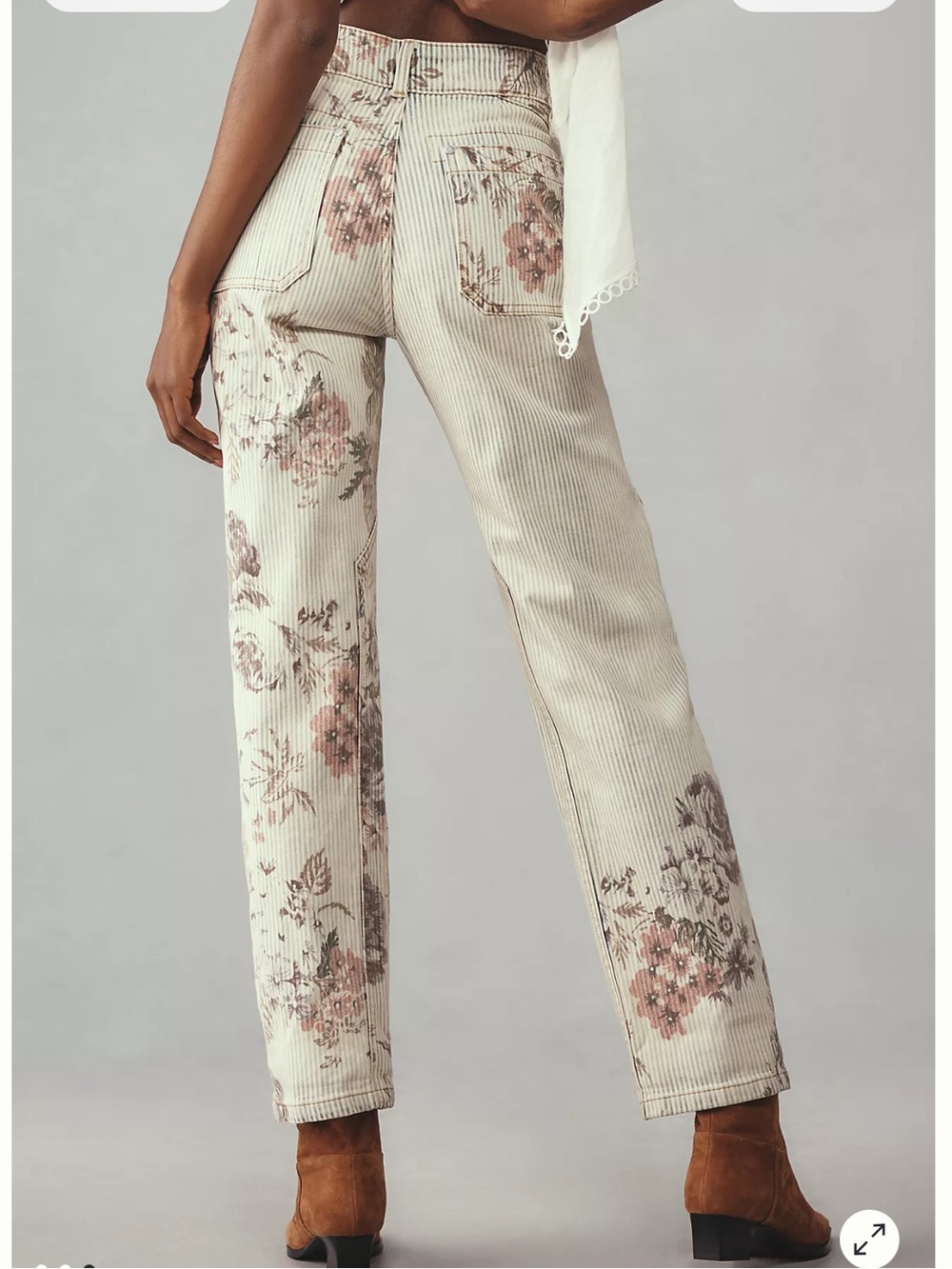 NEW Pilcro The Wanderer Mid-Rise Relaxed-Leg Jeans Stripe with Floral Accent 28T - Picture 2 of 16